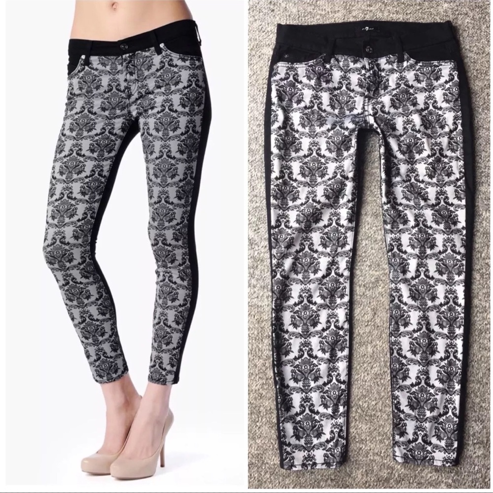 7 For All Mankind Cropped Skinny Paneled Jacquard